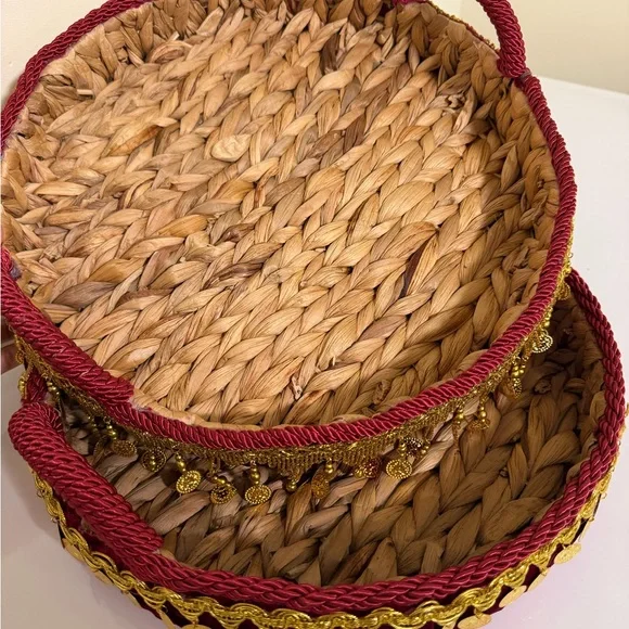 Red and Gold Decorative Henna Baskets